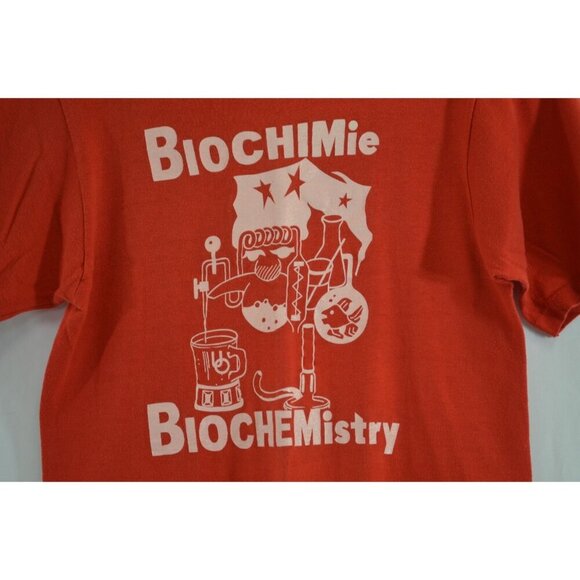 Biochemistry Biochimie Graphic T-Shirt Women's Small Red Stanfields Vintage 80s - Picture 2 of 7